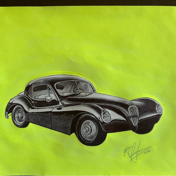 Black Jaguar ballpoint and acrylic